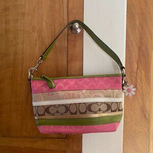 Pink/Green Coach Purse with Daisy Charm